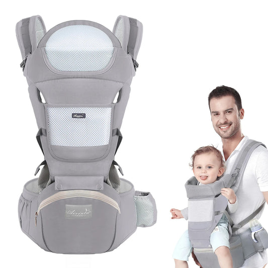 Ergonomic Baby Carrier with Waist Stool – Newborn to Toddler | Multi-Functional Kangaroo Bag for Front & Back Carrying
